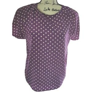 Purple Polka Dot Short Sleeve Top By Impressions Of California Rn63859—
